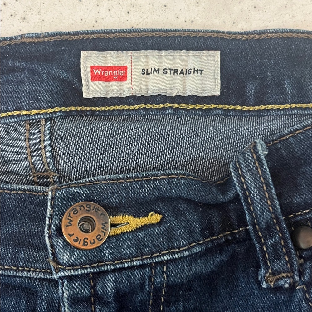 Wrangler Slim Straight Jeans with Yellow Stitching